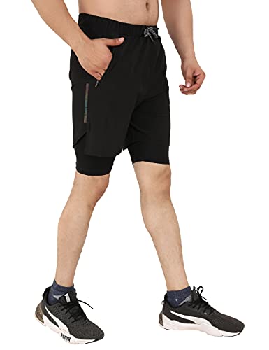 Image of NEVER LOSE Men's 2 in 1 Running Shorts with Liner,Dry Fit Workout Shorts with Pockets