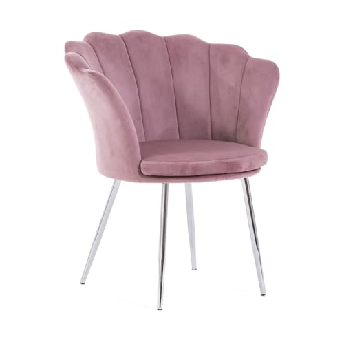 Sillón tapizado con respaldo de terciopelo con patas cromadas y cojín, para salón, dormitorio y...