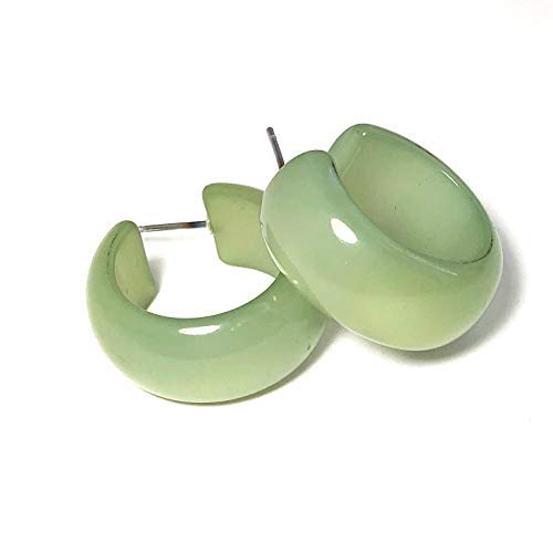 Sea Glass Green Moonglow Lucite Bold Haskell Hoop Earrings - HASK-GR-44