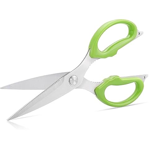 Kitchen Scissors, 10 inch Kitchen Shears Heavy Duty All Purpose Meat Scissor Food Shears, Dishwasher Safe Cooking Scissors Stainless Steel - Green Cover
