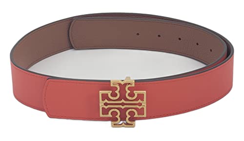 Tory Burch 141742 Britten Logo Classic Tan/Poppy Red With Gold Hardware Reversible 1.5 Inch Width Women's Belt (Small) #TOP2