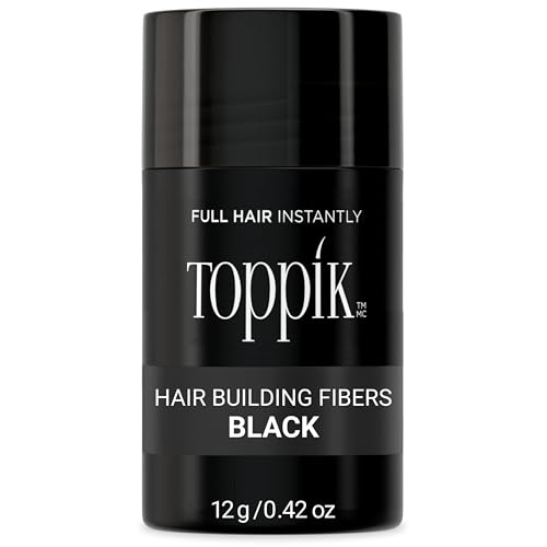 Toppik Hair Building Fibers, Black, 12g Fill In Fine or Thinning Hair, Instantly Thicker, Fuller Looking, 9 Shades for Men & Women, Keratin Protein Formula