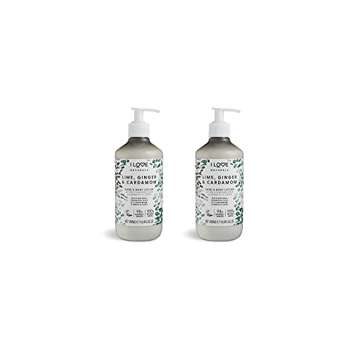 I Love Naturals Lime, Ginger & Cardamon Hand & Body Lotion, Essential Oils Of Cardamon, Ginger & Sage, Crafted With Ingredients Such as Shea Butter, 2 x 500ml