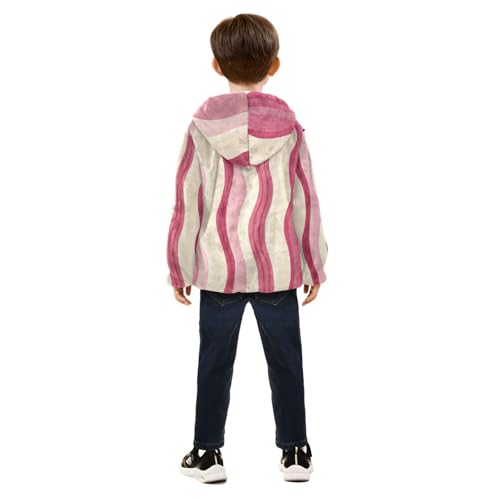Vertical Wavy Lines Girls Fleece Jacket Girls Fall Jacket Girls Zip Up Hoodie Girls Sherpa Jacket 2-10T4