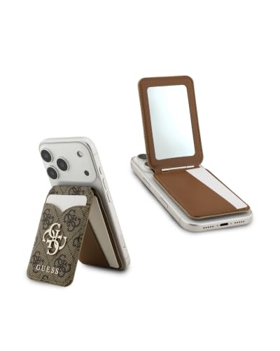 CG Mobile Guess PU 4G Porte-Cartes magnétique - Fonction Support/Miroir Inclus, Marron, 11,9 cm