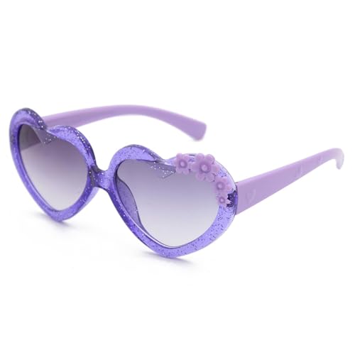 Kids Heart Sunglasses UV 400 Protection Heart Shaped Flower Glasses for Girls Boys Age 3-10 Eyewear Beach Holiday