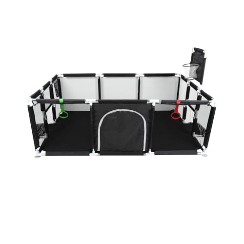 Parc à Chiots Pouces avec Porte, Parc pour Chiots Ou Petits Chiens,Lavable en Machine, Intérieur/extérieur (180 x 120 x 66 cm (Noir)(C))