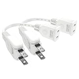 FUMITAKE 延長コード 短い 0.1m 2本 屋外用 ちょっとコード タップ 旅行 コンセント延長 コード 収納 持ち運び 10cm 125V 15A スイングプラグ ソフトタイプ 電気コード 薄型 トラッキング防止 耐熱 耐寒性 オス-メス ホワイト 電源タップ 作業用 家庭用 PSE認証