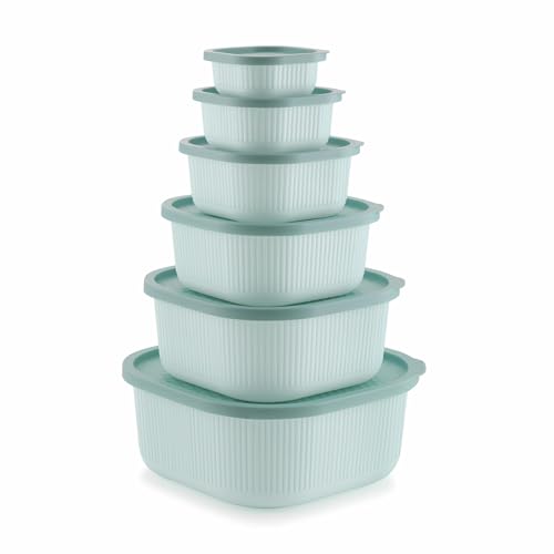 Image of Mastercook Airtight Square Food Storage Containers Set of 6, Sea Green