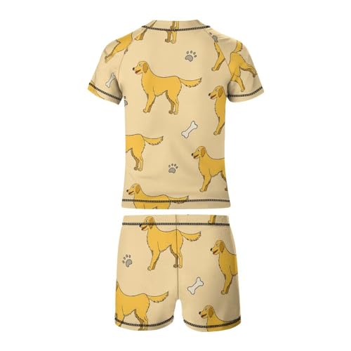 Labrador Retriever Dog and PawsChildren's Swimsuits Boys Two Piece Suit10-12Y（150cm）3