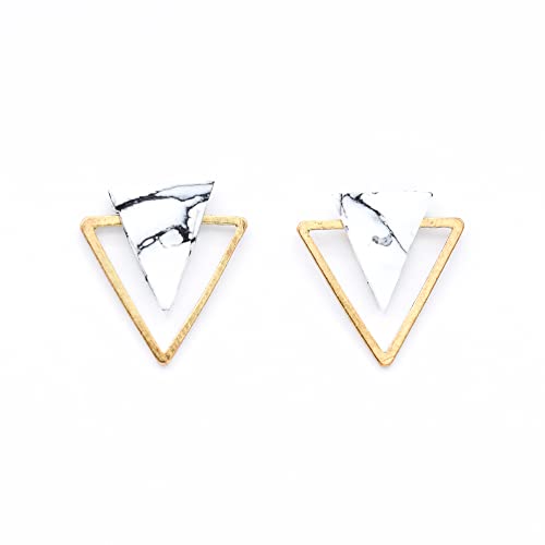 Boucles d'oreilles triangle imitation marbre, cadeau idéal pour femme