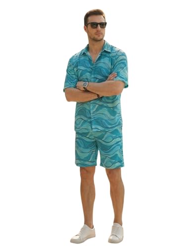 Image of BROWN CULTURE Men's Cotton Floral Print Co-ord Sets with Shirt & Shorts Collar Neck Standard Length and Button Down Closure Type | Night Suit for Men