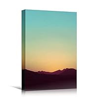 Canvas Wall Art Mountain Sunset Coastal Orange Photography Relax/Calm Romantics Sunset Warm - 12x18 inches