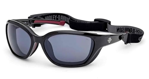 Harley-Davidson Women's Ulta Hot Smoke Sunglasses w/Headstrap, Shiny Black