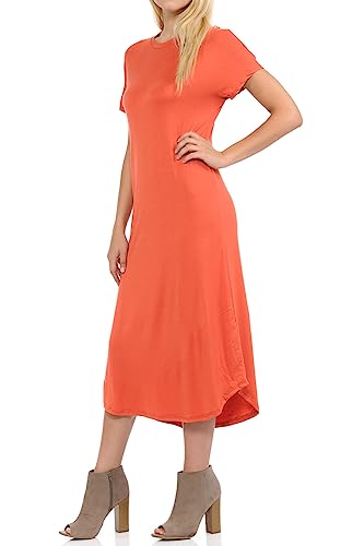 Image of iconic luxe Women's A Line Short Sleeve T Shirt Midi Dress Summer Casual