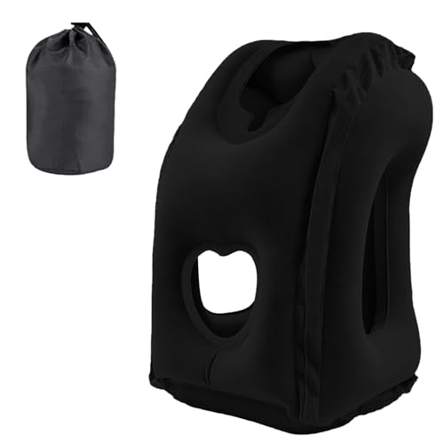 HOMURY Almohada de viaje inflable para el cuello, almohada inflable, almohada de viaje portátil, cojín de apoyo para el cuello, cómodo apoyo para la cabeza y la barbilla para coche, avión, para viajes