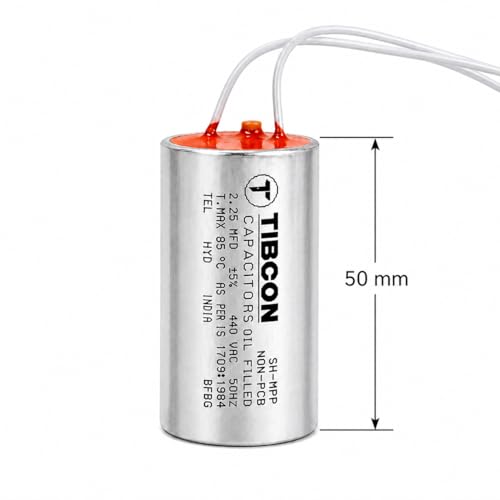 Image of 2.25 MFD Oil Filled Motor Run Capacitor, 440V AC, for Ceiling Fans, Air Coolers & Exhaust Fans, Pack of 2