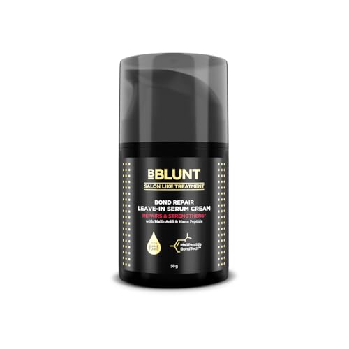 BBLUNT Bond Repair Leave-In Serum Cream – 50g| Repairs damaged hair in Just 4 Minutes* | 94% Softer & Shinier Hair in Just 1 Use* | Non-sticky, lightweight leave-in formula for softer & shinier hair | Crafted for Men & Women
