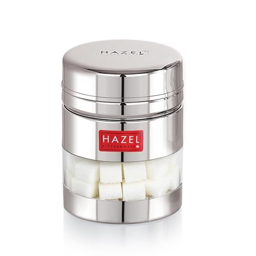 Image of HAZEL Stainless Steel See Through Transparent Container | Kitchen Air Tight Storage Dabba Containers Set of 6, 400 ML