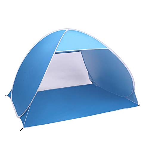Besrey 2-3 Person Beach Tent Pop Up Sun Shelter Tent Big Automatic Sun Umbrella 2-3 Person Fishing Beach Shelter Blue cover