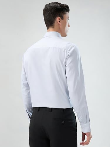Image of Park Avenue Men Modern Slim Fit Solid Pattern Cotton Polyester Blend Semicutaway Collar Full Sleeve Formal Shirt