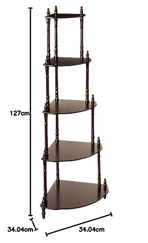 Overstock Frenchi Home Furnishing 5-Tier Corner Stand, Dark Cherry
