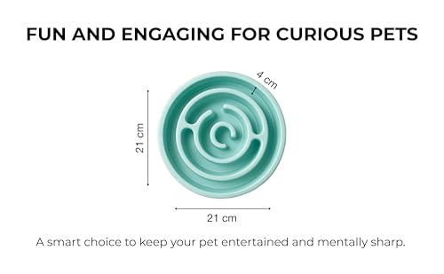 Image of Slow Feeder Bowl | Round Maze Food Bowl for Dogs and Cats | Anti Choking Puzzle Bowl | Anti Slip Interactive Feeding Dish | Durable & Easy to Clean | Anti Bloat and Aids Digestion (Blue)