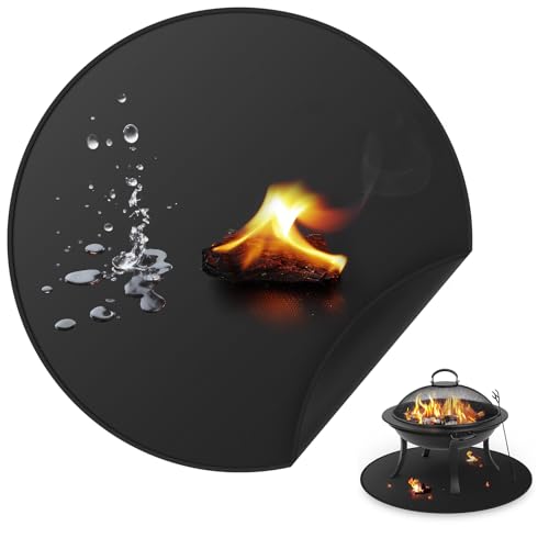 24inch Fire Pit Mat, Round Under Grill Blanket for Outdoor Grill, Fireproof Mat, Oil Proof Waterproof Under Floor BBQ Accessories Protector for Solo Stove Accessories