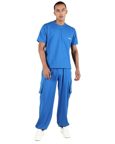 Image of CHKOKKO Men's Baggy Track Pants for Gym Workout Running Casual Wear Sports Lower with Pockets Adjustable Drawstring Waist Lightweight Quick Dry Activewear Fitness