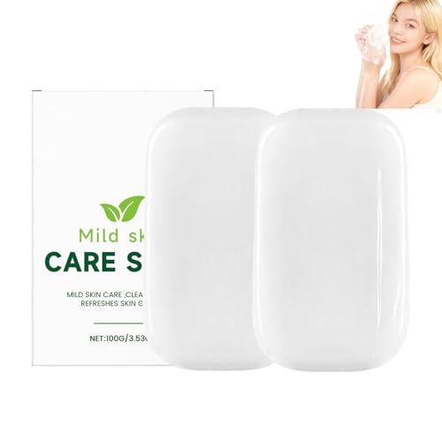 Jabón sin perfume para hombres y mujeres - Jabón natural hipoalergénico e hidratante, suave lavado facial y corporal, jabón de baño hecho a mano sin perfume y de baja irritación. (2 unidades)