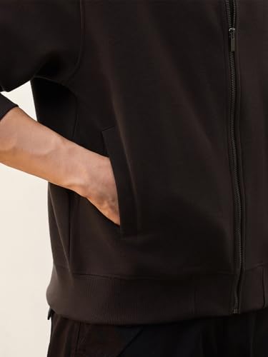 Image of Nobero Men's Premium Fleece Bomber Jacket | 280 GSM Fabric | Regular Fit Zip-Up Outerwear | Shirt Collar | Ribbed Cuffs & Hem | Casual Winter Layering Jacket