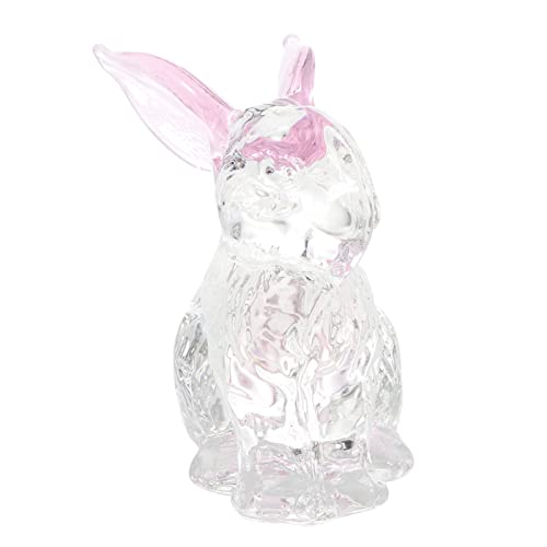 Healvian Crystal Animal Figurines Crystal Rabbit Bunny Figurine Collectibles Handmade Crystal Rabbit Bunny Figurines Clear Crystal Art Rabbit Paperweight Spring Easter Decor Pink #TOP11