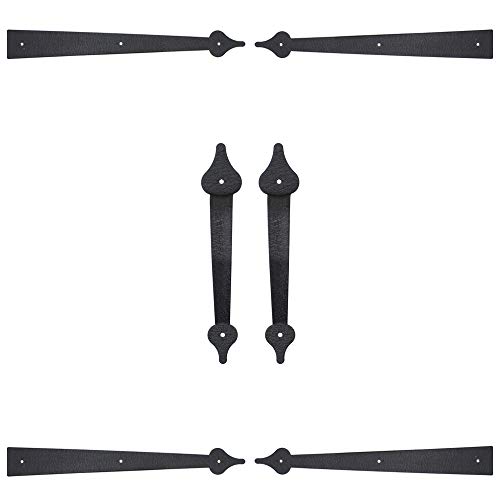 Winsoon Decorative Metal Garage Door Hardware Screw In Carriage House Accents Dummy Hinges Handles Black Steel Barn Gate Garage Decor #TOP6