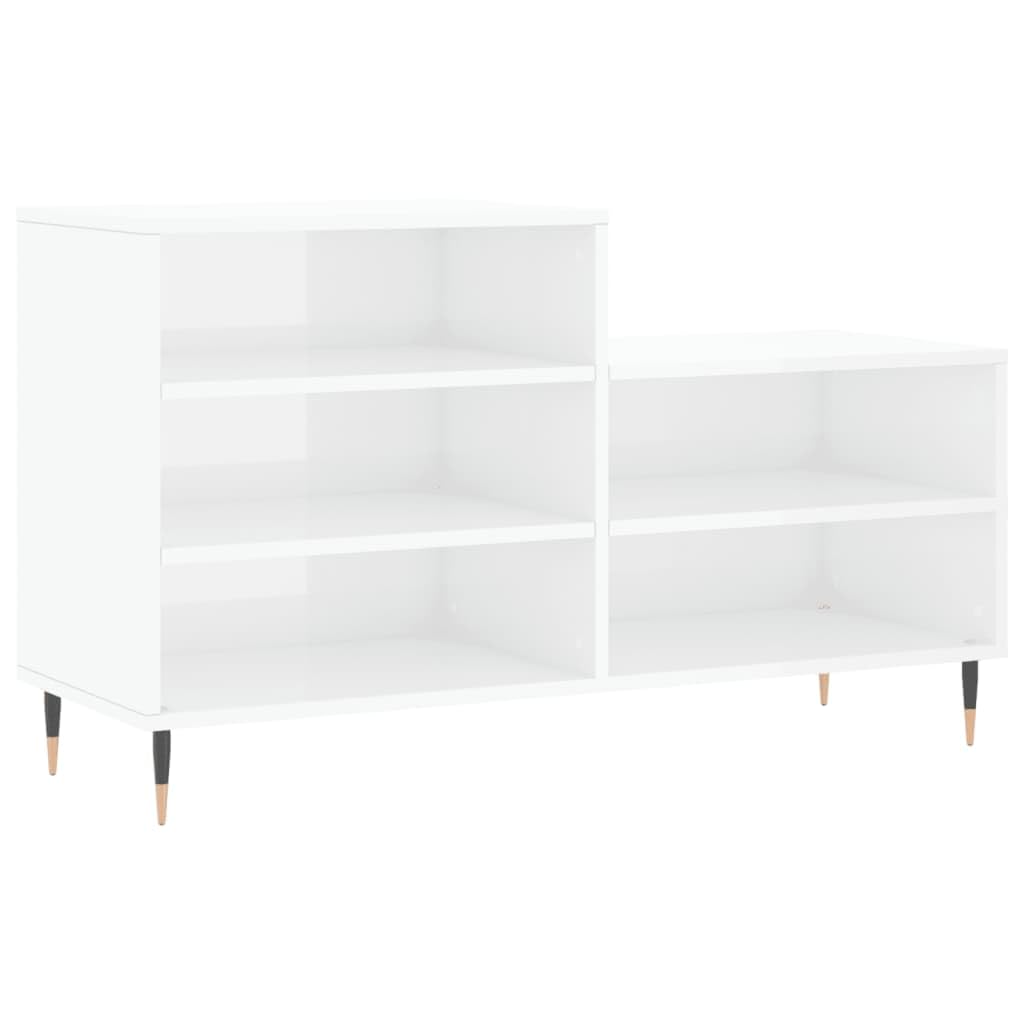Armoire à Chaussures Blanche Haute Brillance 102x36x60 cm Bois