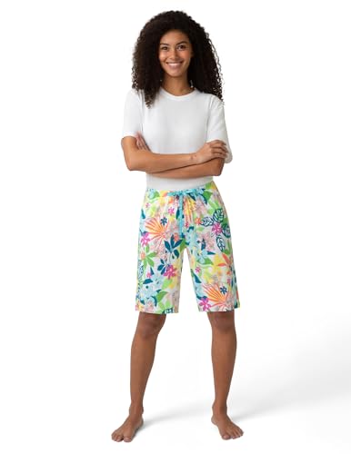 Image of HUE Women's Summer Vacation Pajama Separates, Soft, Whimsical Print Pjs with Tropical Beach Themes, Flip Flops, Cocktails