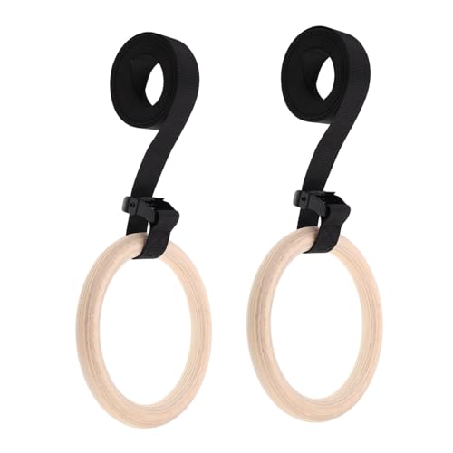 Mikikit Wooden Gymnastics Rings Home Fitness Equipment for Strength Training Pilates Ring Full Body Workout