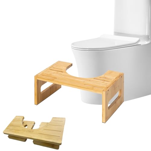 Taburete Baño Plegable de Bambú - Taburete Madera para Inodoro con Patas Antideslizantes WC para Niños y Adultos