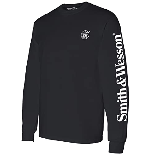 Smith & Wesson Men’s Long-Sleeve Shirt, Official Graphic Shirt, Large, Black