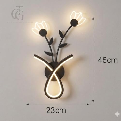 Image of Black Flower Pot Wall Lamp Sconce Fixture for Living Room, Bedroom, and Bedside Decor (Warm White, Cool White, Natural White)