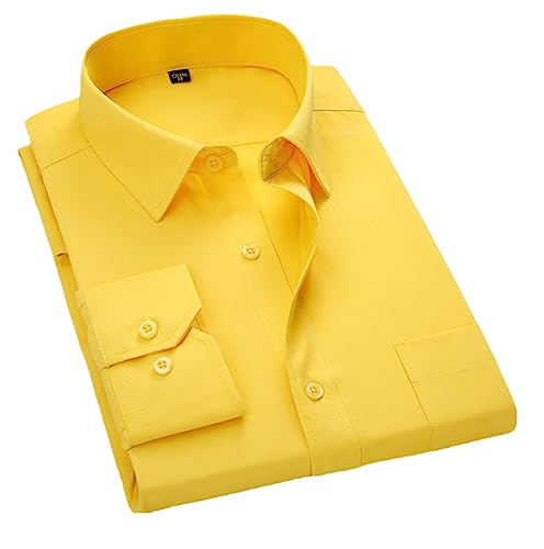 Chemises habillées pour hommes jaunes anti-transpiration amples hauts amples confort