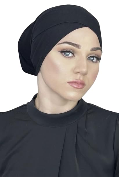 SM PRODUCTSLatest Stylish Criss Cross Hijab Underscarf Cap For Bride Women (Black)