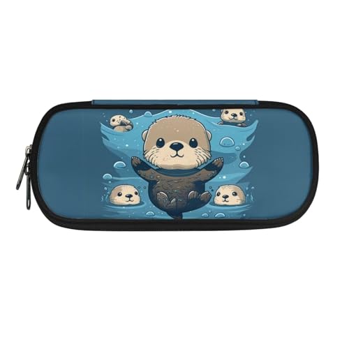 Image of Sea Otter Pencil Case Big Capacity Pencil Bag Zipper Pen Bag Portable Stationery Organzier Storage Pouch Aesthetic Office School Supplies for Kids Teen Girls Boys Women