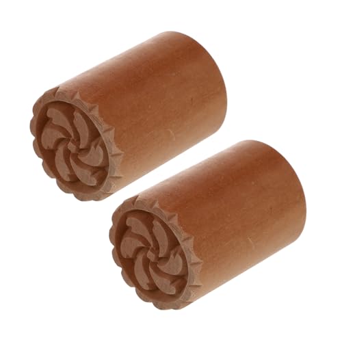 OKUMEYR 2Pcs Wooden Dough Stampers for Baking Supplies and Food Grade Stampers for Moon Cakes Dim Sum and Buns Easy to Clean and Use Baking Tools
