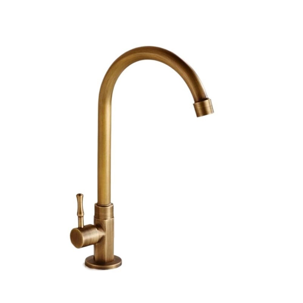 Single Cold Antique Brass Kitchen Sink Faucet Vanity Swivel Mixer Tap Rotate Kitchen Faucet XT-29
