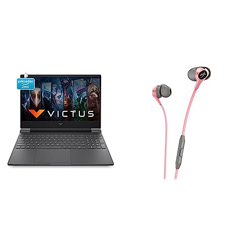 Image of HP Victus Gaming 12th Gen Intel Core i5 12450H Processor 15.6 inch(39.6 cm) FHD Gaming Laptop & HyperX Cloud Earbuds Pink