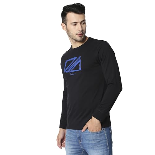 Image of Pepe Jeans Men's Cotton Fitted Crew Neck Printed T-Shirt