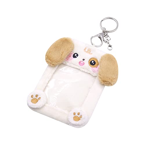 ZGMYC Cute Plush Kpop Photocard Holder with Keychain, Cartoon Bear Bunny Pig Photo Sleeve Card Holder Protector2
