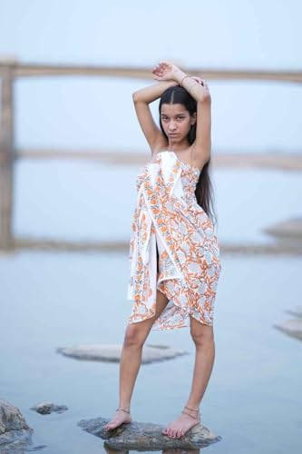 Sarong Hand Stamped Block Print, Stole, Scarf, Cotton Soft Voile Fabric, Hand block Beach Coverup, Boho scarf, Handmade Pareo,Wrap Dress3