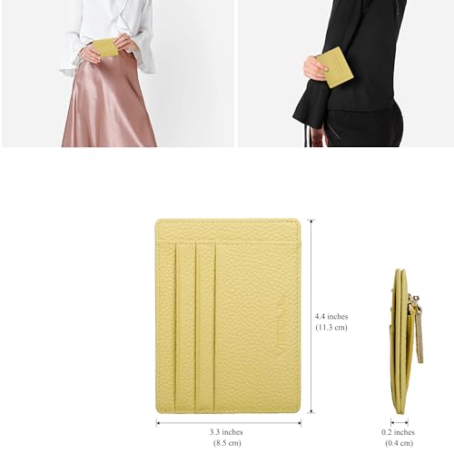VISOUL Slim Credit Card Holder for Women RFID Blocking, Womens Small Leather Wallet with Zipper Coin Pocket (Yellow)4