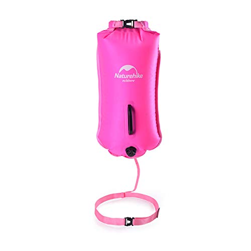 Naturehike 28L Schwimmboje Zwei Airbags Swim Boje Trockensack wasserdichte Strandtasche mit Verstellbarer Hüftgurtfür Schwimmer Küstenstrand (Rosa)